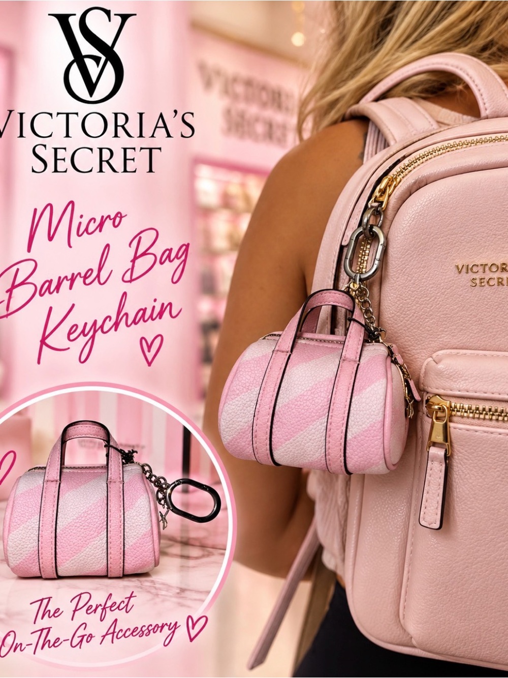 VICTORIA’S SECRET Pink Micro Barrel Bag Keychain
